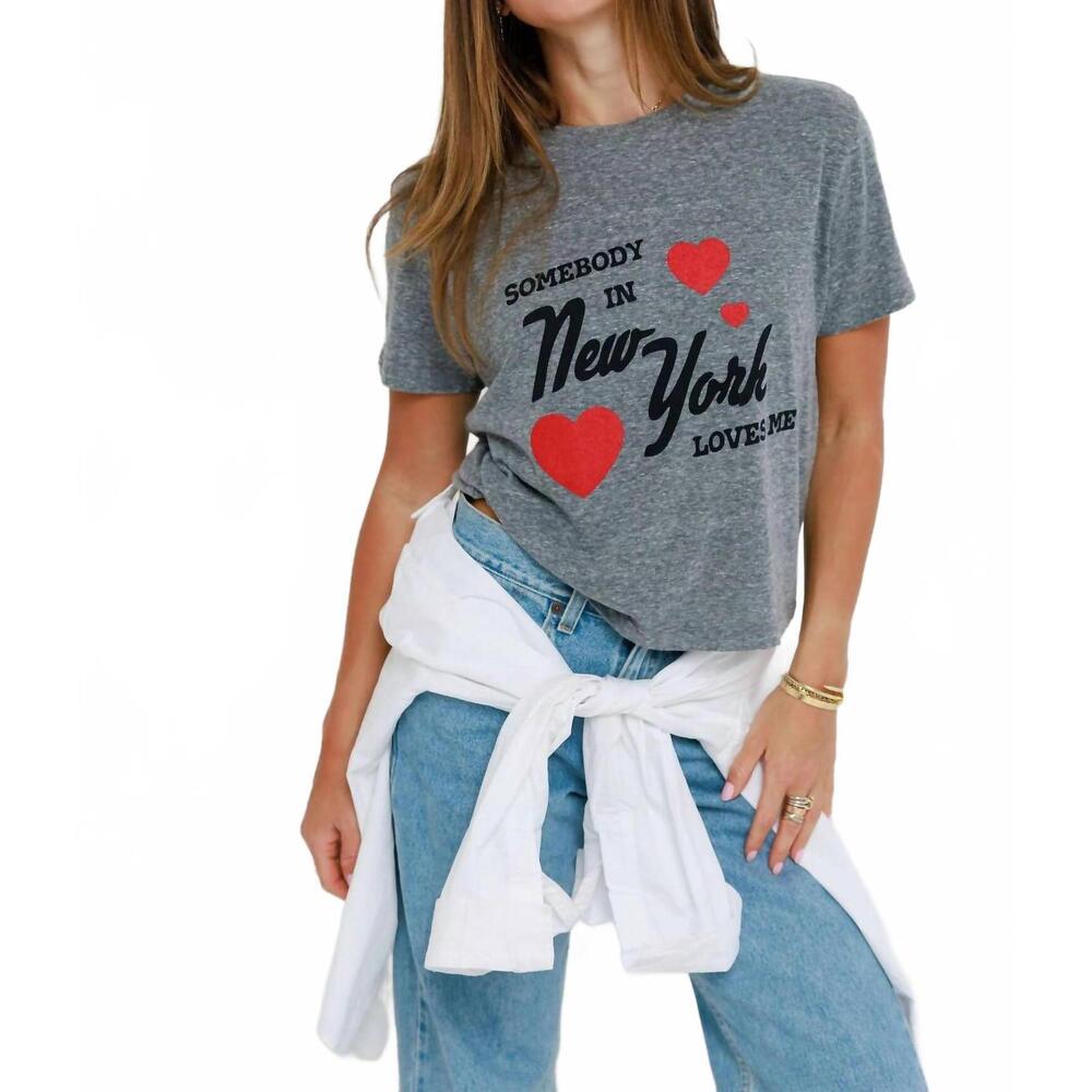 NEW SUNNY SOMEWHERE somebody in ny loves me everyday tee in grey